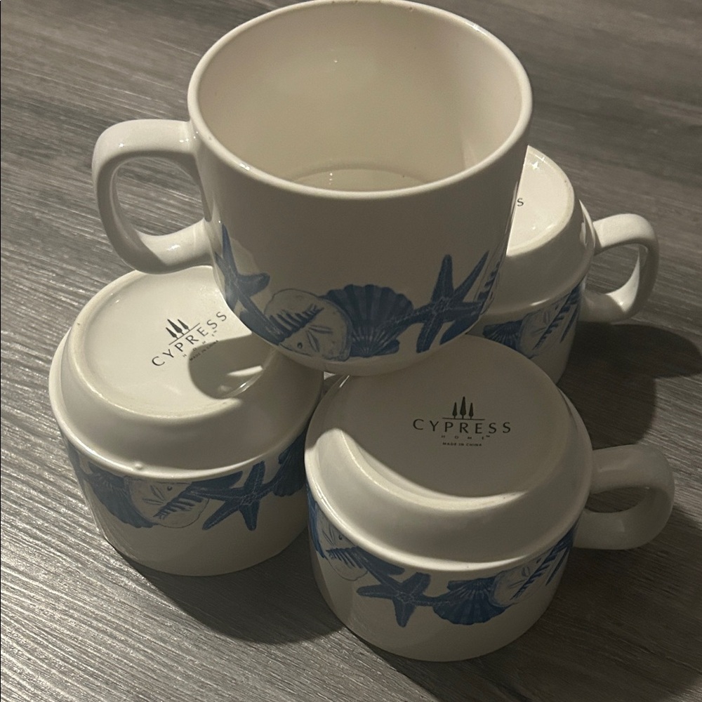 Blue and White Shell‎ Design Mugs